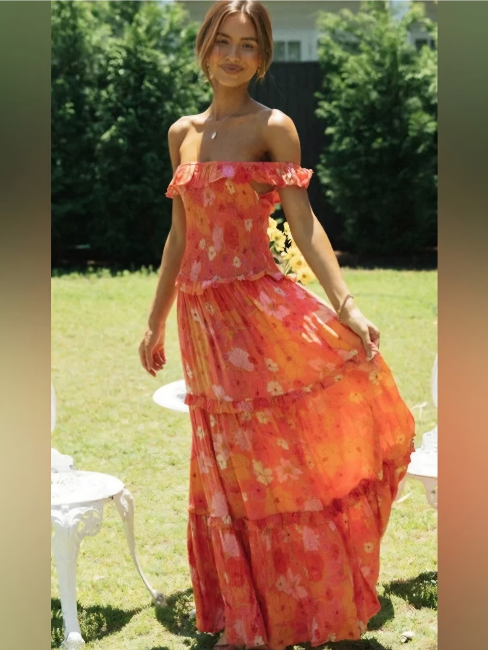 NWT Abel the Label Flower Power Boho Floral Tiered Maxi Dress Size Small - Picture 7 of 7